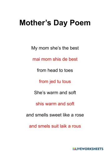 Mother's Day Poem 4years