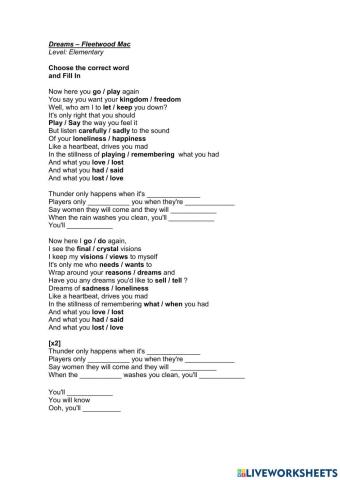 Dreams - Fleetwood Mac - Elementary A