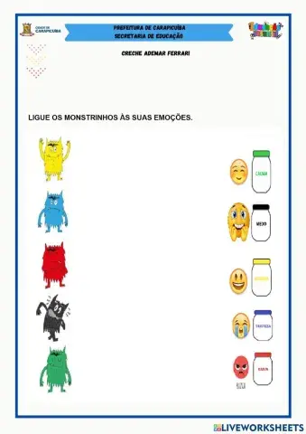 Ligue o monstrinho às suas emoções