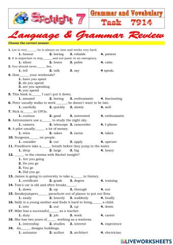 Spotlight 7 Task 7914