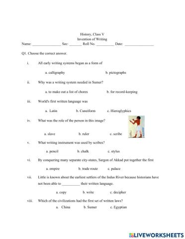 Invention of writing