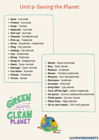 Vocabulary about Saving the planet