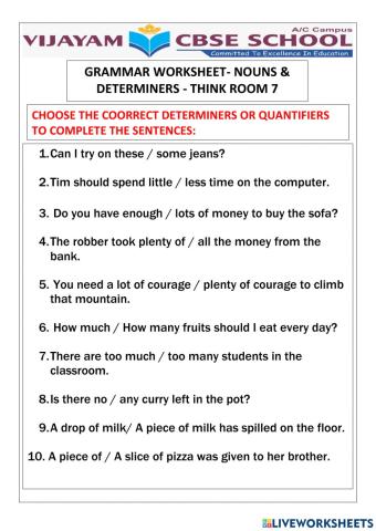 Thinkroom 7 grammar- determiners