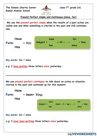 Present perfect simple and continuous