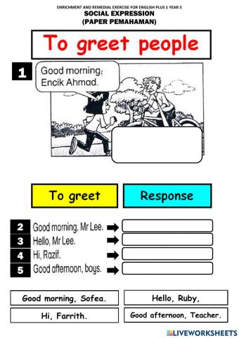 Social Expression Year 5 (Set 1)