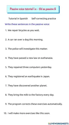 Passive voice tutorial 1a - Od as passive S