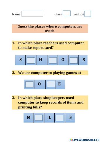 Uses of computer in different field