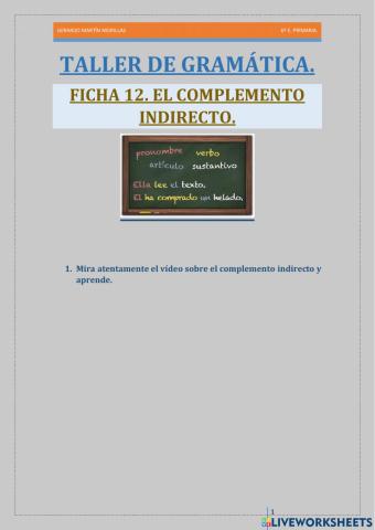 Taller de gramática. Ficha 12.