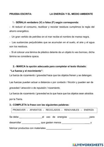 La energía y el medio ambiente