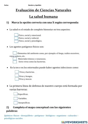 EVALUACIÓN CIENCIAS NATURALES capítulo 4