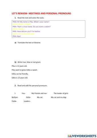 Meetings and personal pronouns