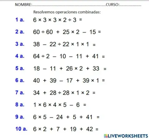 Operaciones combinadas