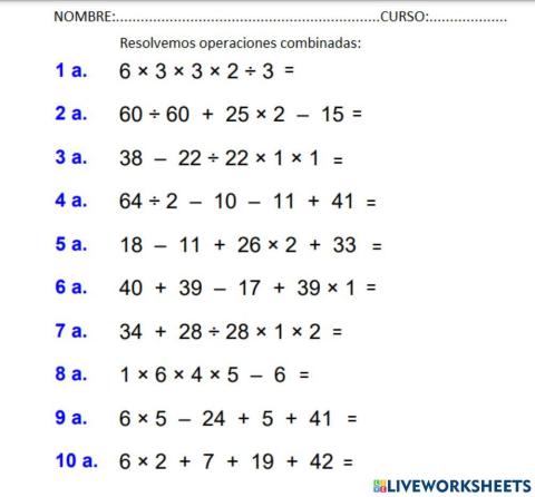 Operaciones combinadas
