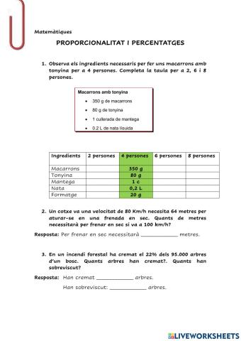 Probabilitat i percentatges