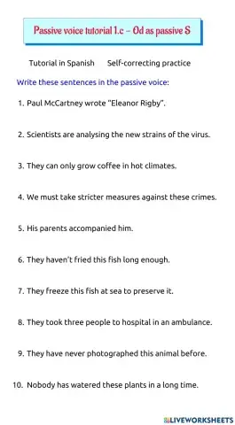 Passive voice tutorial 1c - Od as passive S