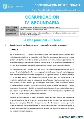 Idea principal - tema