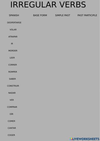 Irregular verbs