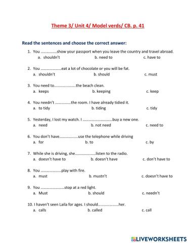 Theme3- Unit 4- model verbs