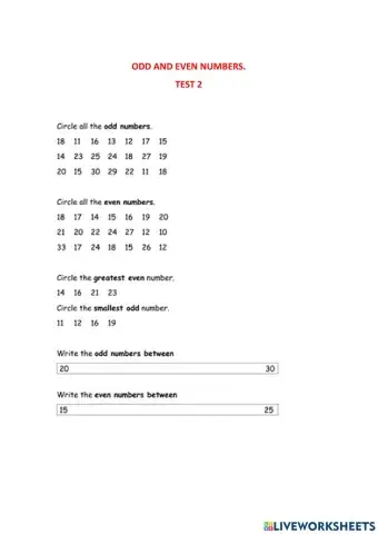 Odd and even numbers