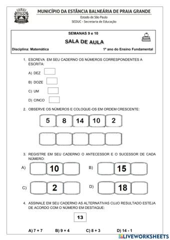 Atividades da Plataforma Matemática- semana 9 e 10