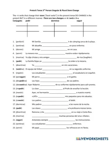 Preterite 3rd Per Stem Change Ej. 2