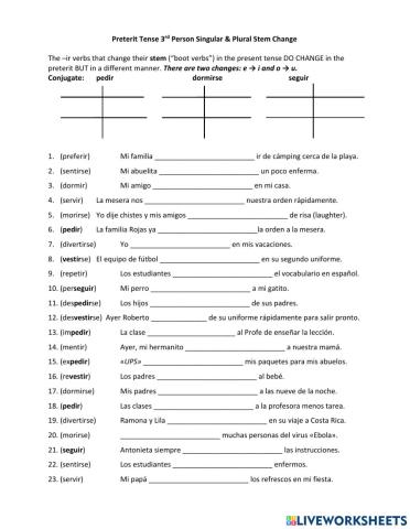 Preterite 3rd Per Stem Change Ej. 2