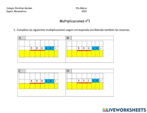 Multiplicaciones n°1