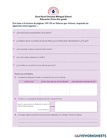 11 Valores que vivimos y evaluación sumativa p. 136-137