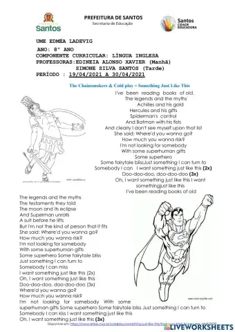 Aula Inglês Something Just Like This