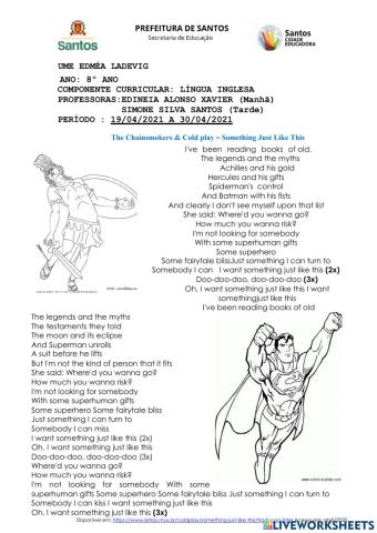 Aula Inglês Something Just Like This