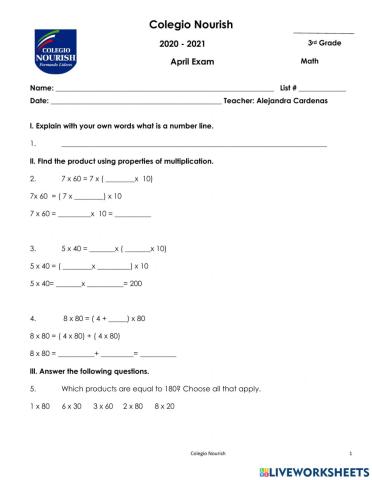 April Math Exam 2021
