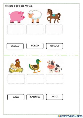 Arraste o nome das figuras.