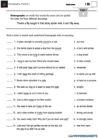 Homographs. Practice 1