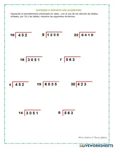 Divisiones de 1 y 2 cifras