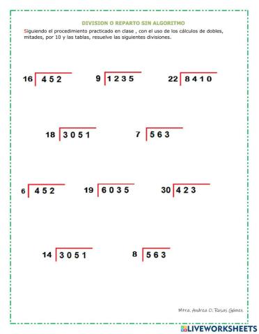 Divisiones de 1 y 2 cifras
