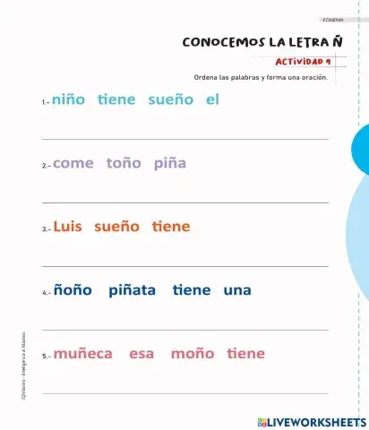 Actividad 9 letra Ñ