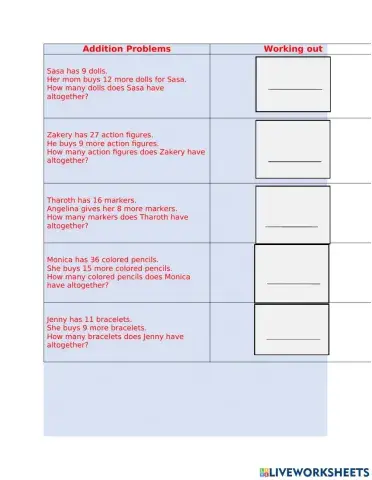 Addition Word Problems