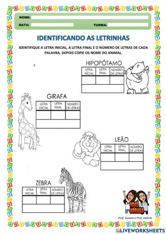 Identificando as Letrinhas