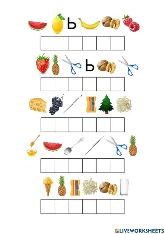 Собери слова по первым буквам картинок