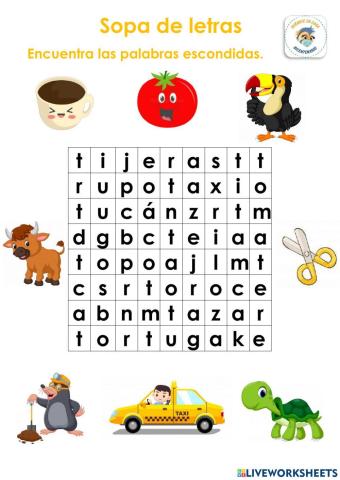 Sopa de letras- Fonema t