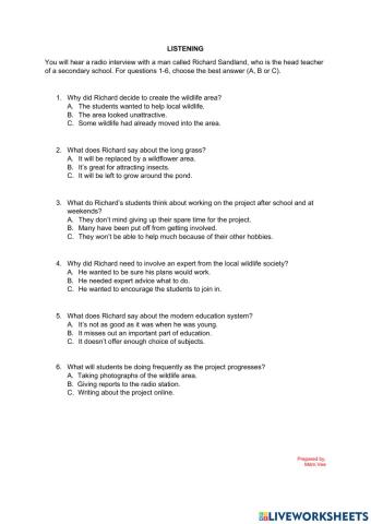 English Download F5 Listening Activity (Page 64)