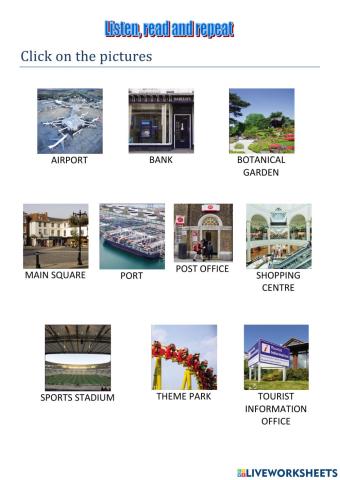 Listen and repeat places in a town tiger 6 macmillan