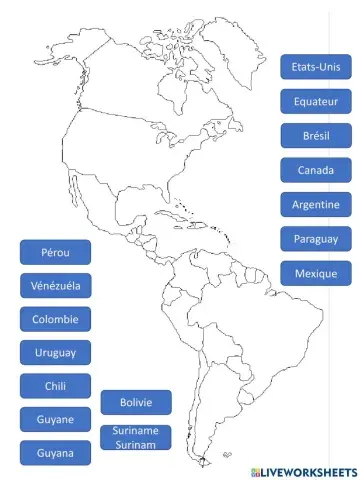 Pays de l'Amérique - Drag & Drop