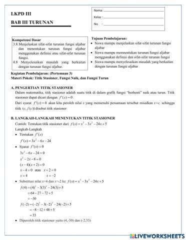 Turunan Fungsi Aljabar 3