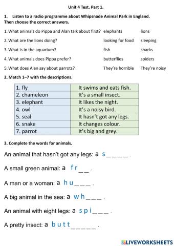Unit 4 Test. Part 1 .EP1