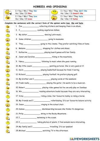 Hobbies and Opinions