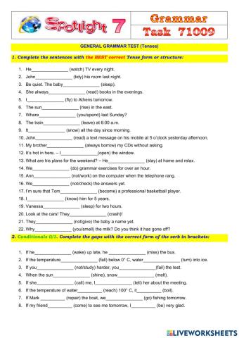 Spotlight 7 Task 71009