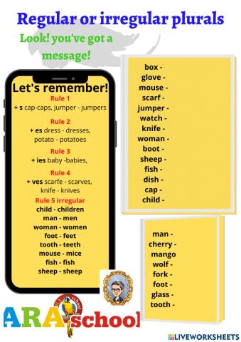 Regular and irregular nouns Smiles 4