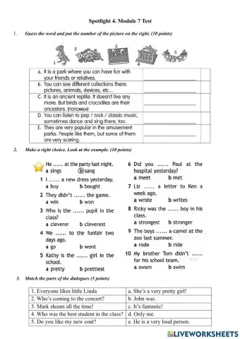 Spotlight 4 Module 7 Test
