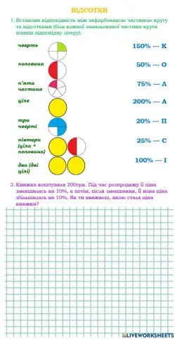 5 клас - відсотки